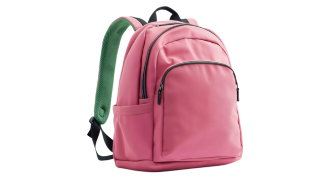 Pink backpack for students this fall, created with AI, PNG