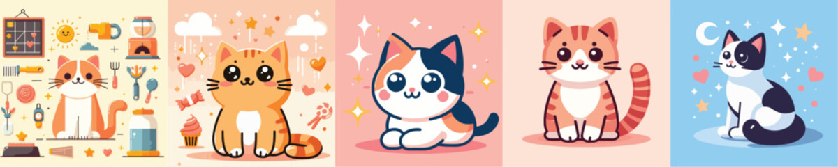 simple and nice flatdesign cat vector image