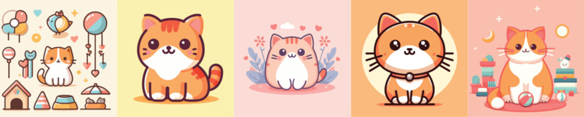simple and nice flatdesign cat vector image
