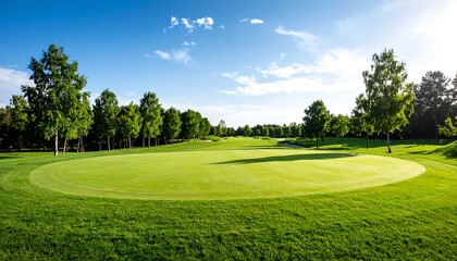 Obraz premium Golf course putting green landscape.