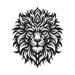 Tribal Lion Head: Ornate Geometric Wildlife Art in Black and White