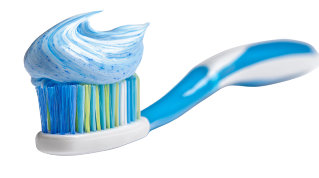 A toothbrush with toothpaste on it