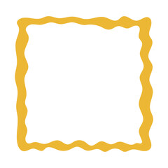 A single hand-drawn square frame with wavy edges. Bold yellow decorative border in a minimalist doodle style. Perfect for scrapbooking, invitations, cards, photo albums, and creative design projects.