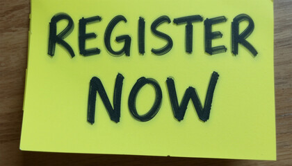 Register Now  Yellow Sticky Note Urgent Sign Up Reminder