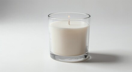 Bedtime candle isolated on white background, aromatherapy wax, photorealistic minimalist front image