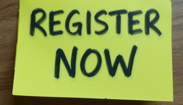 Register Now  Yellow Sticky Note Urgent Sign Up Reminder