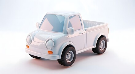 White Cartoon Pickup Truck