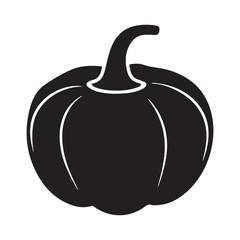 Elegant Black Pumpkin Silhouette with Ornate Leaves - Vector Art pumpkin, halloween, harvest, silhouette, thanksgiving, seasonal, october, vegetable, illustration, crop, ripe, gourd, isolated