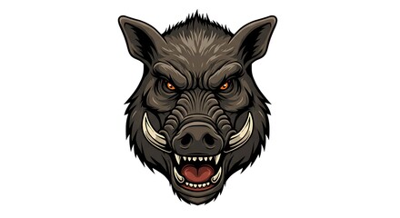 vector art line of angry wild boar face brave and muscle suitable for mockup and logo product of team isolated white background