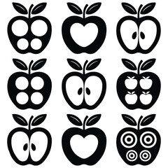 Red apple icons in flat minimal style vector isolated white background