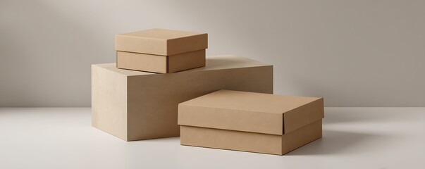 Slim packaging for car mount accessory on neutral-toned stacked cubes
