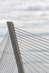  Modern architectural design of Milennium Bridge in Podgorica against a cloudy sky in Montenegro