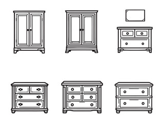 Elegant line art design of a modern bedroom dresser