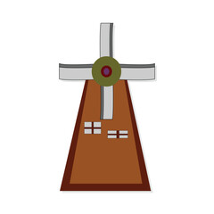 Village windmill fan hand drawn isolated cartoon icon on white background
