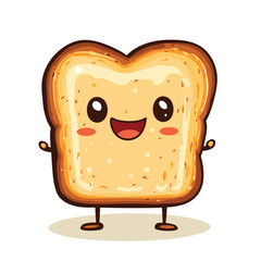 Cute happy toast. Vector cartoon character illustration icon design. Isolated on white background. Bread character design