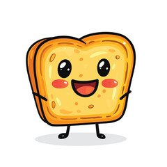 Cute happy toast. Vector cartoon character illustration icon design. Isolated on white background. Bread character design