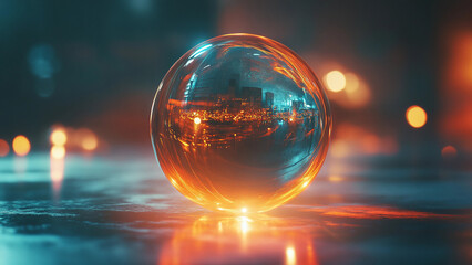 A glowing crystal ball reflecting the future of leadership.
