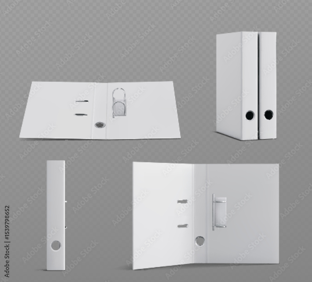 Poster white ring binder folder collection - office supplies with metal clips for document organization. st