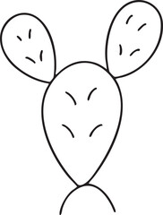 Simple Black and White Line Drawing of a Prickly Pear Cactus with Small Spines minimalist line