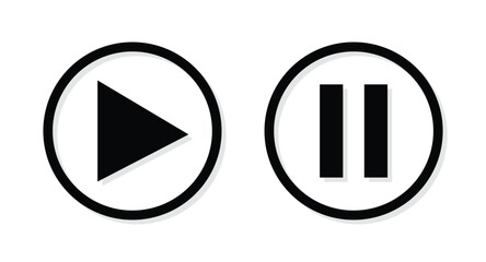 Pause to play icons or symbols in flat style vector illustration