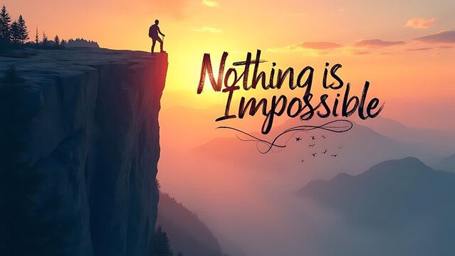 Conquer Your Fears: Nothing is Impossible. A Motivational Landscape Image