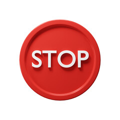 Circle Red Stop Sign 3d Render Illustration Icon