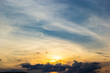 Dramatic sunset and sunrise sky