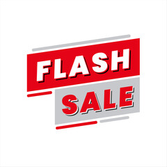 Colorful Flash Sale Banner with Modern Geometric Graphics on Minimal White Background. Red and Gray Editable Banner.  E-Commerce