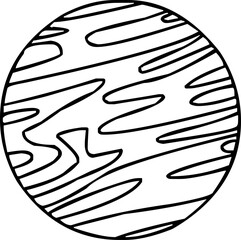 Outline icon of a planet resembling Jupiter, with bold atmospheric bands—ideal for astronomy, space design, and science vector projects.