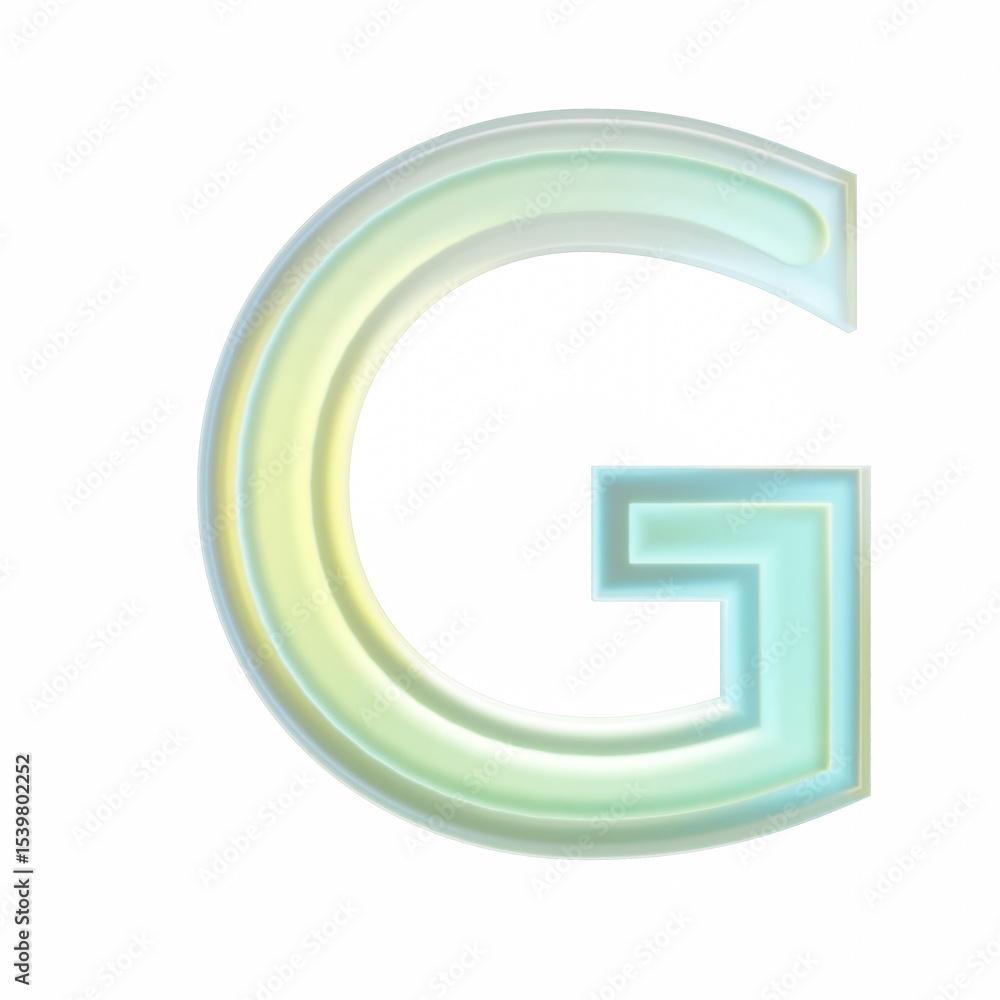Poster 3d rendering capital letter g with transparent background representing modern design
