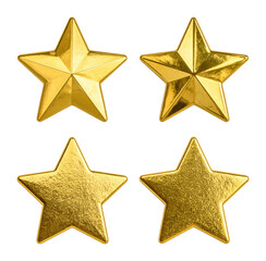 Obraz premium Collection of Isolated Gold Star Shapes on Transparent Background, Isolated on Transparent Background