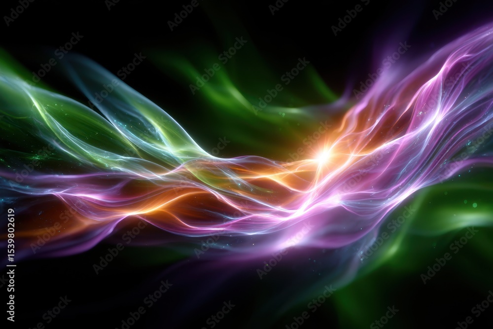 Poster colorful abstract wave patterns glowing in the dark space create a stunning visual effect