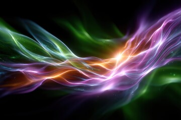 Obraz premium Colorful abstract wave patterns glowing in the dark space create a stunning visual effect