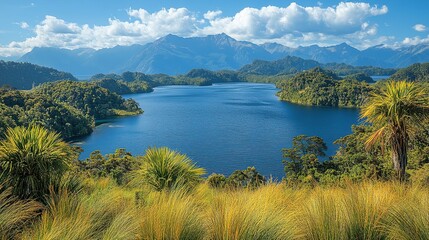Obraz premium lake and mountains