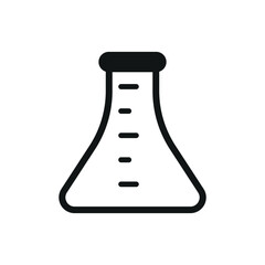 Solid flask glyph icon for education and lab content.
