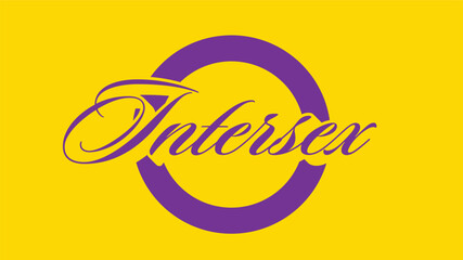 Intersex Symbol Flag and Calligraphy Banner, Minimal Flat Style