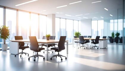 Modern office sunrise cityscape.