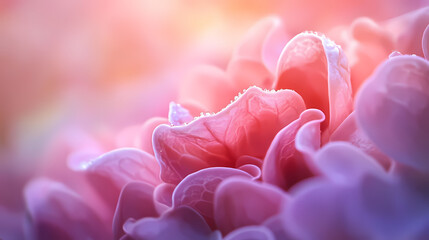 Fototapeta premium A CloseUp Study of Delicate Flower Petals Illuminated by Warm Light Revealing Intricate Textures and Water Droplets isolated on transparent background