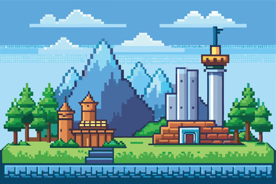 Pixel art scene