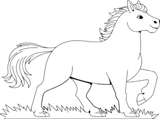 White Horse Outline on Black Background