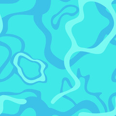 Emerald Water Surface Abstract Vector Illustration Pattern Set - Seamless Tropical Background for Summer and Vacation