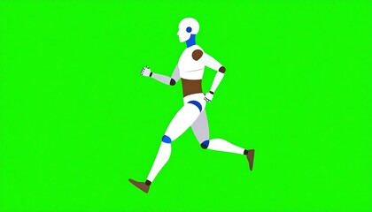 Robot running with green screen.