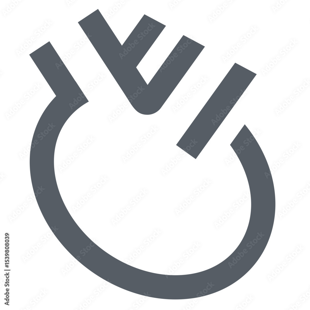 Poster abstract gray symbol featuring a curved line and three geometric shapes on a white background design
