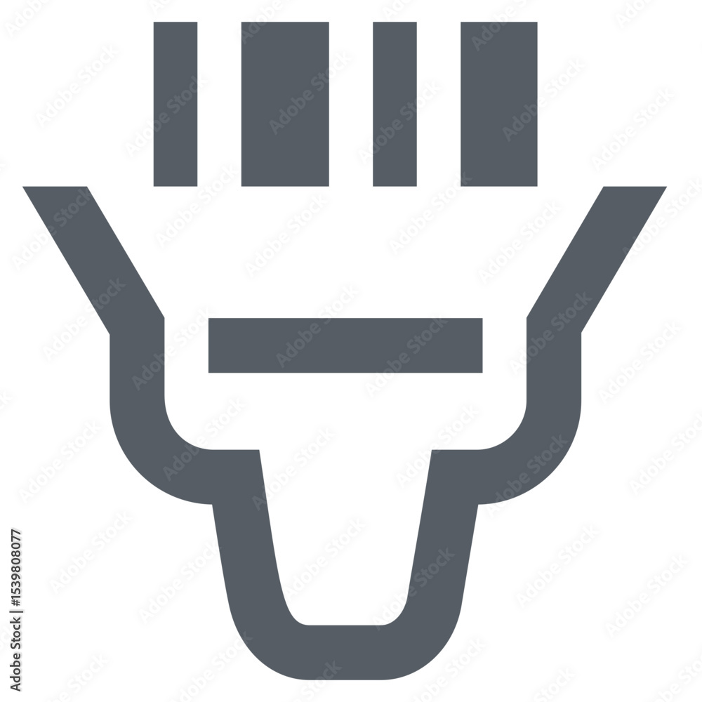 Poster illustration of a gray ethernet port with three vertical bars and a horizontal bar above the opening