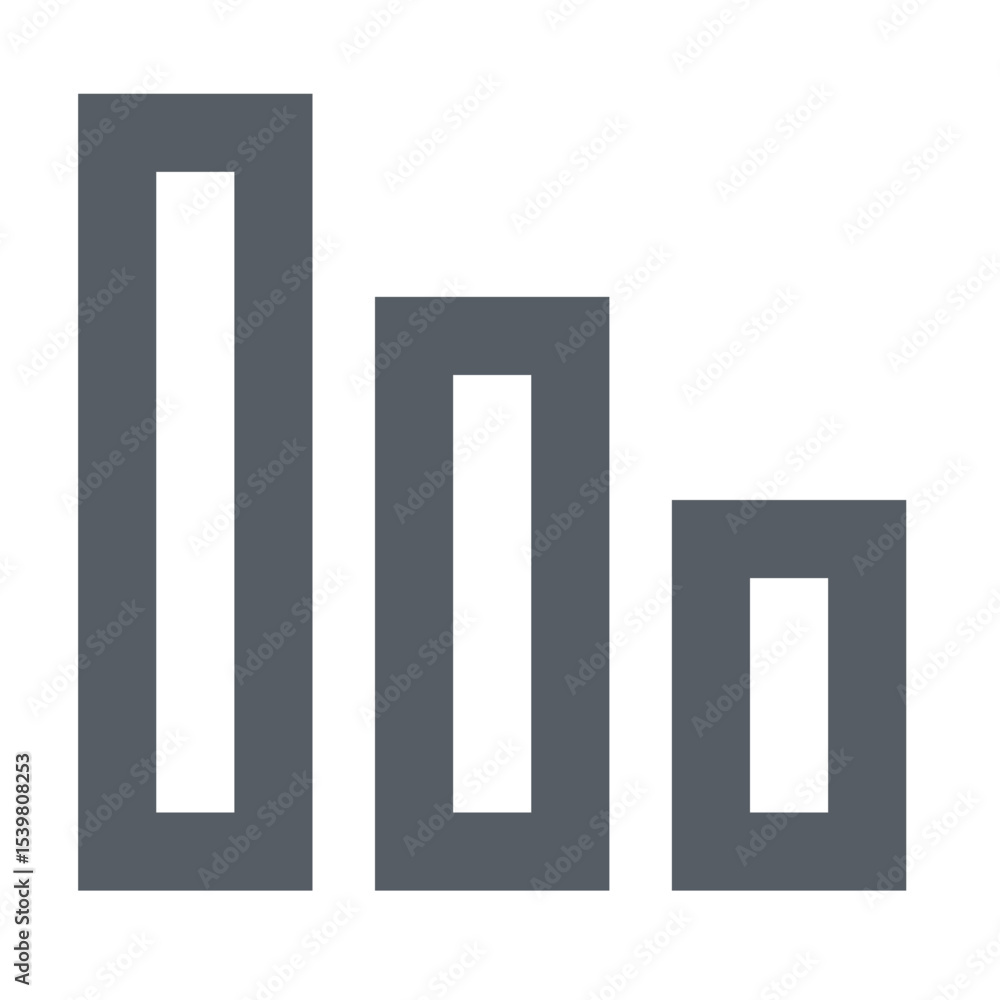 Poster three gray outlined rectangular shapes decreasing in height from left to right on a white background
