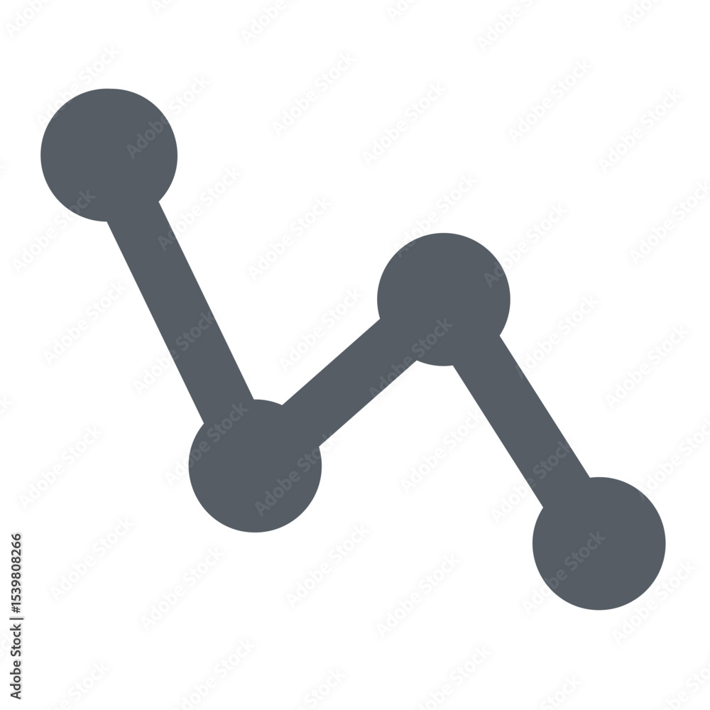 Aufkleber gray line graph with circular nodes showing a downward trend on a white background illustration