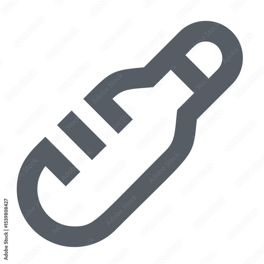 Poster illustration of a stylized gray link with rounded edges and a segmented design on a white background