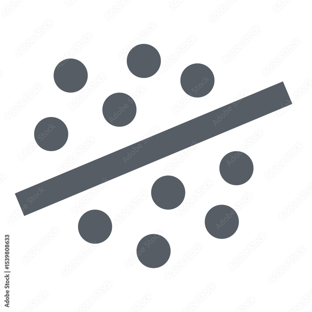 Poster gray circles arranged around a diagonal rectangle on a white background in a simple geometric art st
