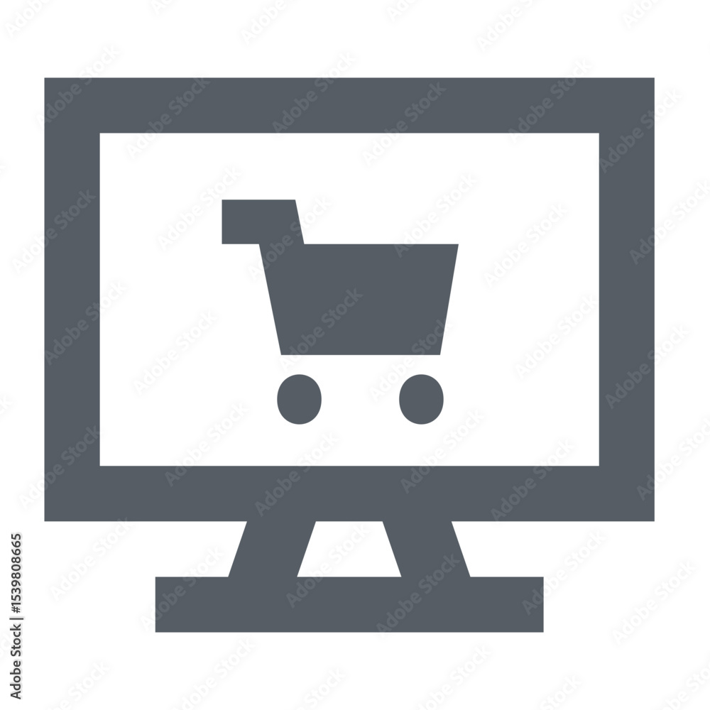 Poster a computer monitor displays a shopping cart icon symbolizing online retail and e commerce services u