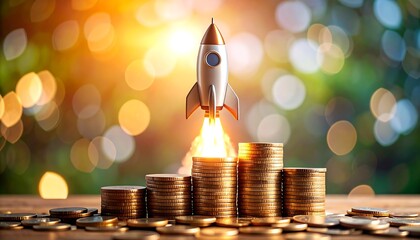 Rocket launching from coins.